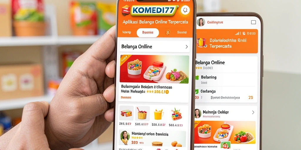 Antarmuka aplikasi KOMEDI77 yang ramah pengguna untuk berbelanja online.