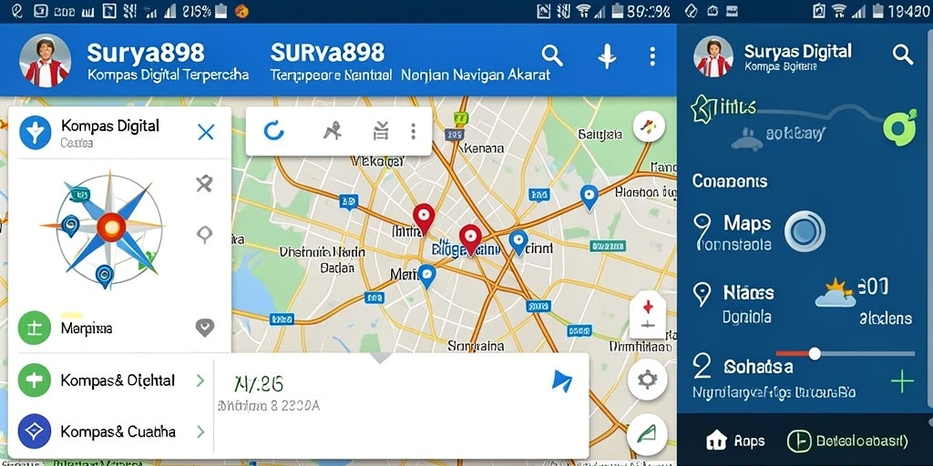 Tampilan antarmuka kompas digital SURYA898 yang mudah digunakan.