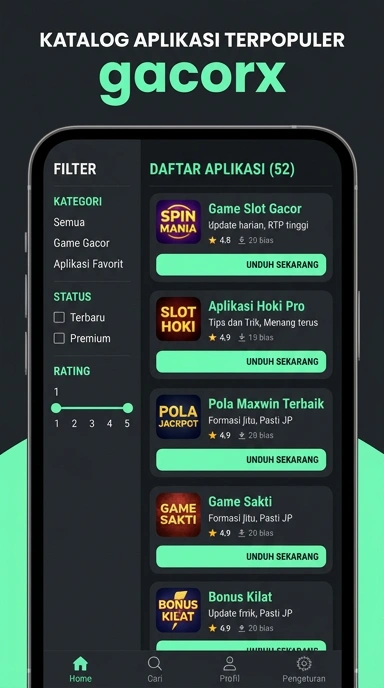 Tampilan katalog aplikasi gacorx