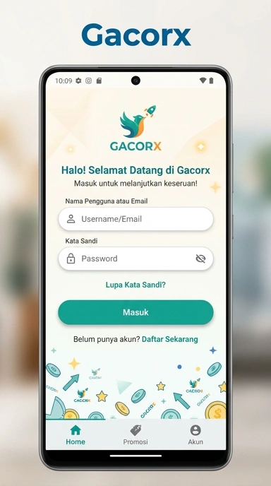 Tampilan halaman login gacorx